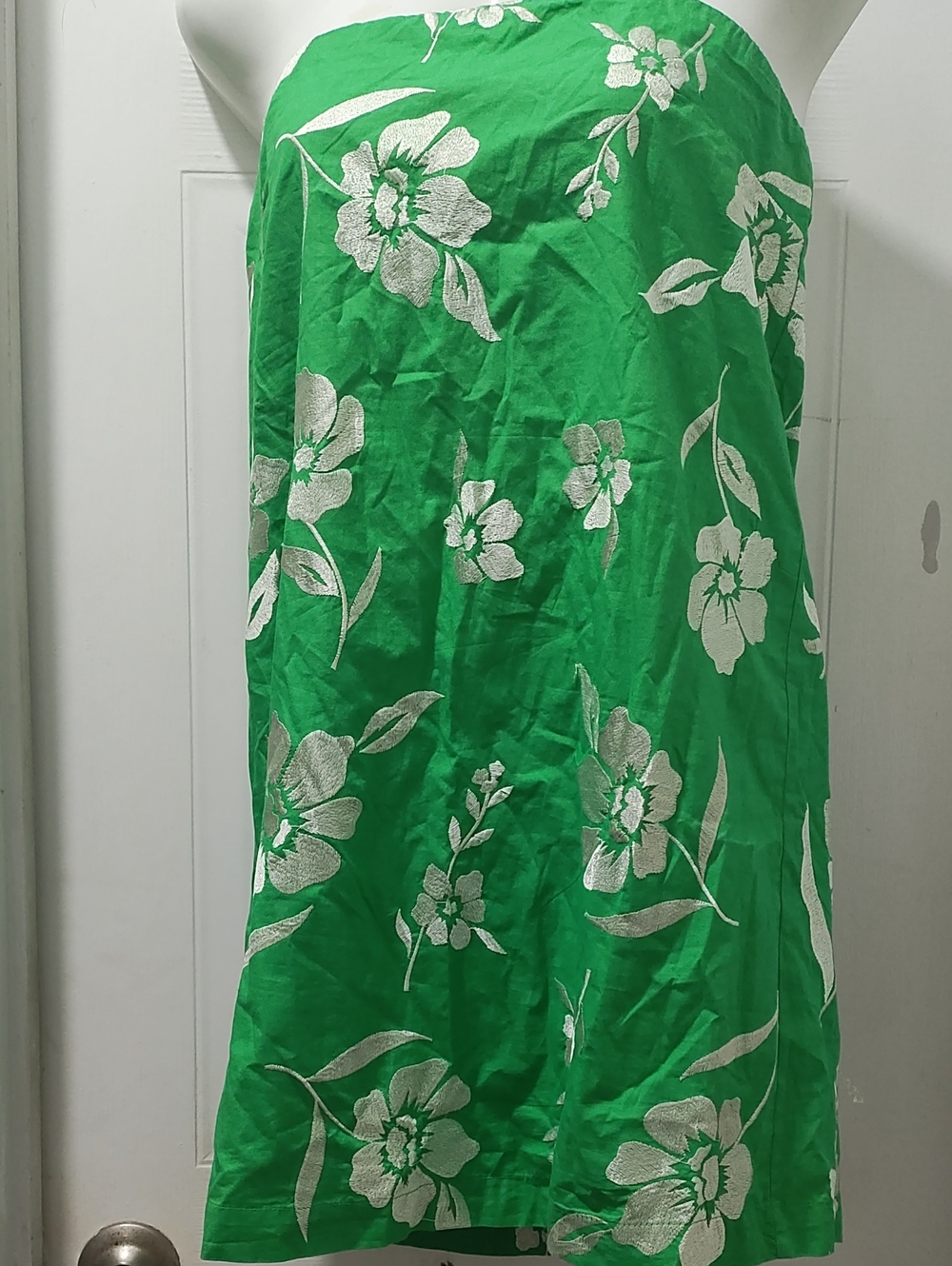 Green Floral Strapless Swim Cover-Up